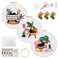 KEKEMEOW 3 Sets Embroidery Kit for Beginners, Stitches with Black Cat and Furniture, Embroidery Stitch Practice kit for Craft Lover, Needlepoint Hand Embroidery Kit with Pattern、Instruction、Hoop - color: Cat&Furnishings