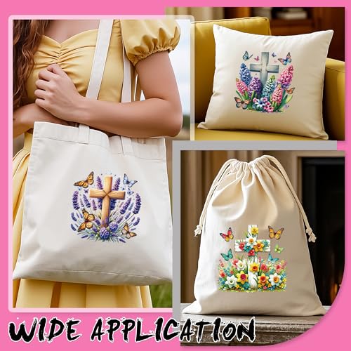 Dazoratix Floral Cross Iron on Transfers - 20 Sheets Christian Flower Butterfly DTF Ready to Press Religious Faith Heat Patches Stickers Vinyl Decals T Shirts Clothes Pillow Bag DIY Crafts Decorations - style: Floral Cross