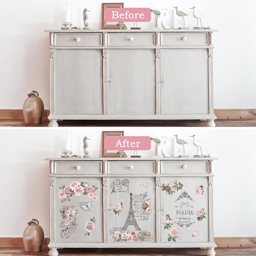 Joeyan Rub on Transfers for Crafts and Furniture - 2 Large 12"x18" Sheets - style: Paris Flower Memory