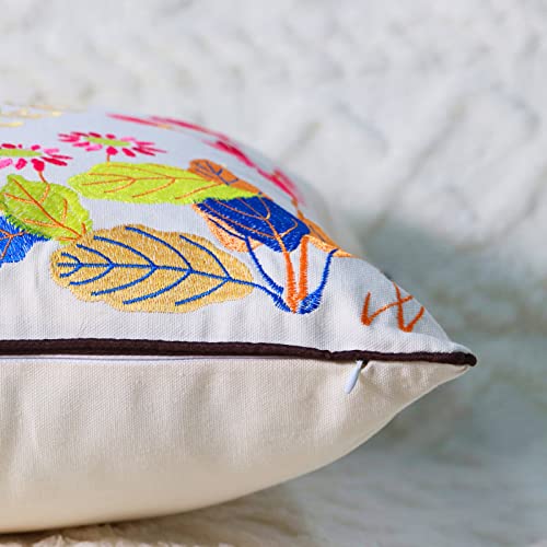 Set of 2 Embroidered Decorative Throw Pillow Covers Couch Square Pillowcases Cushion for Bedroom Sofa Farmhouse Decor 18x18 Inch (Dragonfly) - color: Dragonfly