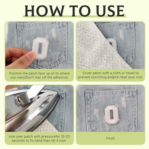 72 Pcs Iron On Letters & Numbers Patches for Tote Bags Hats Clothing White - color: White, size: Letters & Numbers