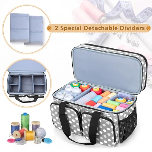 BAFASO Large Sewing Organizer Bag with an Individual Pouch, Polka Dots - color: Polka Dots