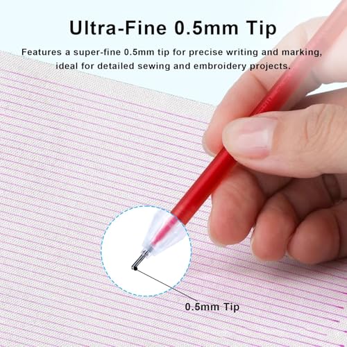 7-Color Heat Erasable Fabric Markers with 21 Refills, Extra-Fine 0.5mm Tip for Sewing, Quilting, Embroidery, Crafts & DIY Projects - color: 28pcs