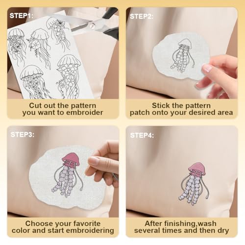 16Pcs Jellyfish Seagrass Water Soluble Hand Sewing Stabilizers - style: Jellyfish