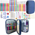 100pcs Crochet Hooks Set in Case Ergonomic Soft Grip Handles Weave Yarn Knitting Needles Kit and Crochet Needle Accessories Crochet Kit Complete Crochet Set for Beginners and Experiecced Crochet Lover - color: Blue