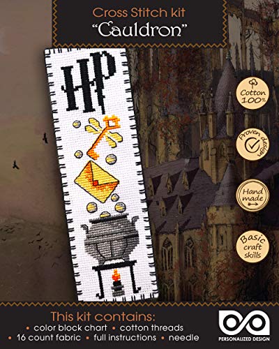 Counted Cross-Stitch Kit of Bookmark ‘Cauldron' - Hand Embroidery Kit with Pattern Design