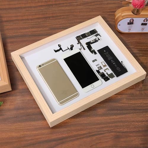 2 Pack Shadow Box Frame 8x10 Shadow Box Display Case Natural Wood Picture Frame Real Glass Surface Internal Depth 0.6 inch for Wall Or Tabletop - color: Teak, size: 8x10 inch