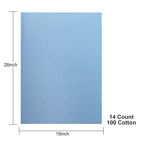 Aida Cloth 14 Count Cross Stitch Fabric,19×28inch (14CT, Sky Blue) - color: Sky Blue, size: 14CT
