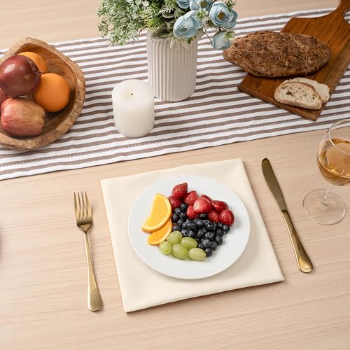 Blue Needles Solid Cloth Napkins 100% Cotton Set of 6-18 x 18 Inches - color: Cream, size: 18" x 18" (Set of 6)
