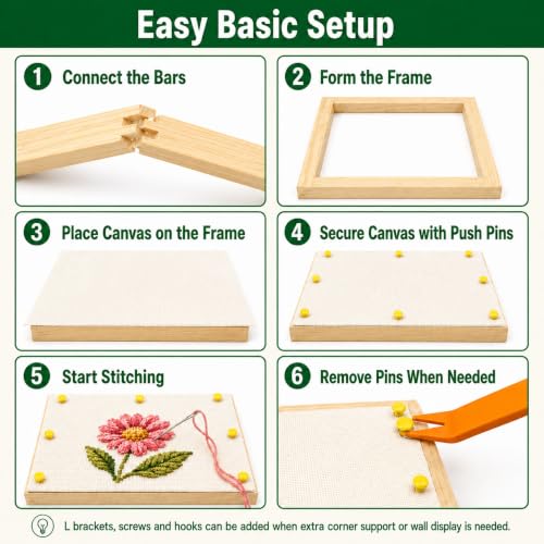 Mini Needlepoint Stretcher Bars Kit, 12 Pcs Frame Set, 6/8/10 Inch - size: 6/8/10