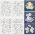 33Pcs Cartoon Elephant Water Soluble Hand Sewing Stabilizers, 8.3"x11.7" Happy Elephant Embroidery Pattern Stabilizer, 4 Sheets Animal Stick and Stitch Embroidery Paper Sticker
