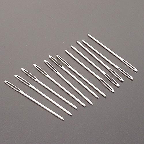 yueton 40pcs 2.7 inch Metal Large Eye Blunt Needles Yarn Needles for Knitting Crochet Projects (Sliver End)
