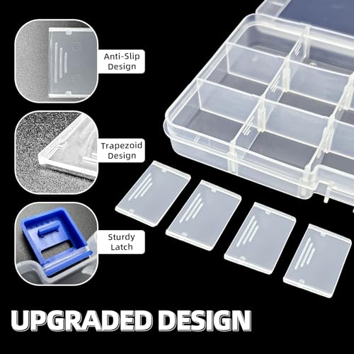 DUOFIRE Plastic Organizer Storage Box, Adjustable Divider 15 Grids,4 Colors - color: 4 Colors - 15 Grids, size: 4 pack