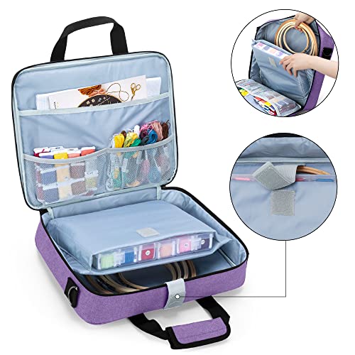 LUXJA Embroidery Project Bag, Embroidery Kits Storage Bag (Bag Only), Purple - color: Purple