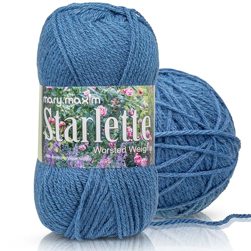 Mary Maxim Starlette Yarn, Soft Acrylic Yarn, 3.5 OZ, 180 Yards, Denim - color: Denim