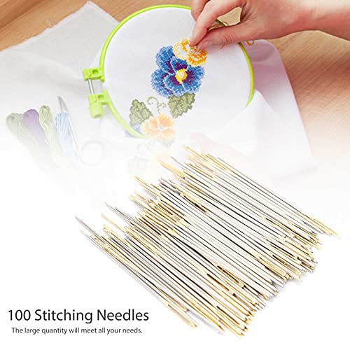 Zerodis 100Pcs Cross Stitch Needles,Metal Sewing Needles Embroidery Needles Stitching Needles Set with Storage Box(24) - color: 24