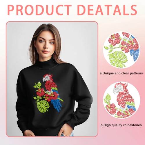 1 Pc Parrot Pattern Iron on Hotfix Transfer Decal, Bling DIY Patch Clothing Repair Applique T-Shirt Vest Shoes Hat Jacket Decor Clothing DIY Accessories - color: Parrot on Branch