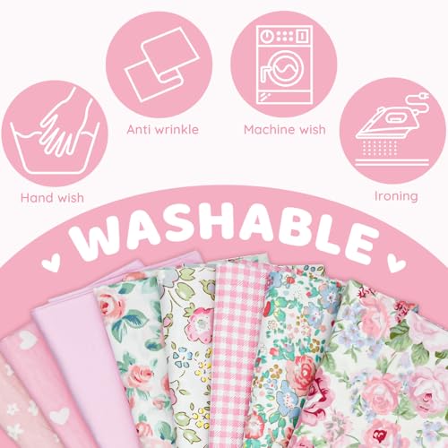 Aubliss 8pcs Fat Quarter Fabric Bundles (100% Cotton - 20'' x 20'') - color: Rose Garden