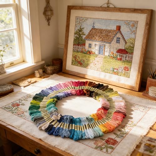 150 Colors Friendship Bracelet String, Cotton Thread Set 6-Strand, 8.75 Yards/Skein, for DIY Crafts, Cross Stitch, Tassels & String Art - color: Mutiple-color, size: 150 Color
