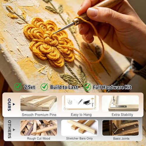 2 Set 24x24 in Canvas Stretcher Bars for Painting Embroidery Needlepoint - size: 2Pack 24x24In