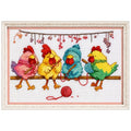 Zhenqing Charming Knitting Chickens Cross Stitch Kit for Beginners - 11CT Printed 12x20inch Aida Cloth, Threads & Needle Included (No Hoop/Scissors)(67427) - color: 67427