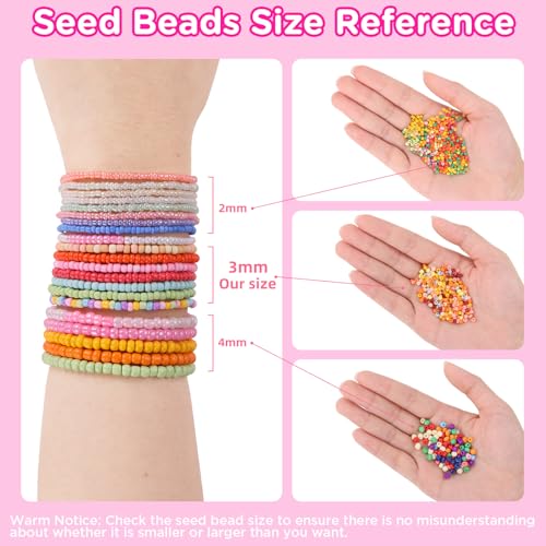 3mm Seed Beads for Jewelry Making, 39 Colors Small Beads for Bracelets - color: Multicolor, size: 3mm
