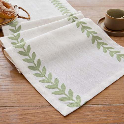 Embroidered Table Runner, Light Green Table Runners 108 Inches Long - color: Light Green, size: 13×108 Inch