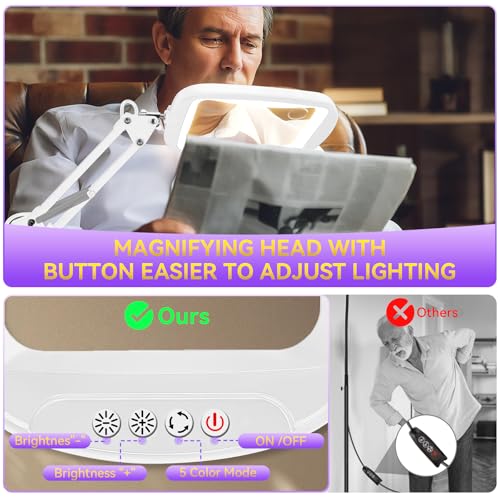 30X 10X Extra Large Floor Magnifying Glass with Light and Stand - color: White