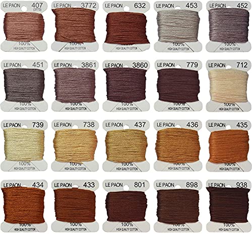 Embroidery Floss bobbins - Cross Stitch Threads - Friendship Bracelets Floss - Crafts Floss - 20 Bobbins Per Pack Embroidery Floss,Light Peach Flesh Gradient - color: 407-938