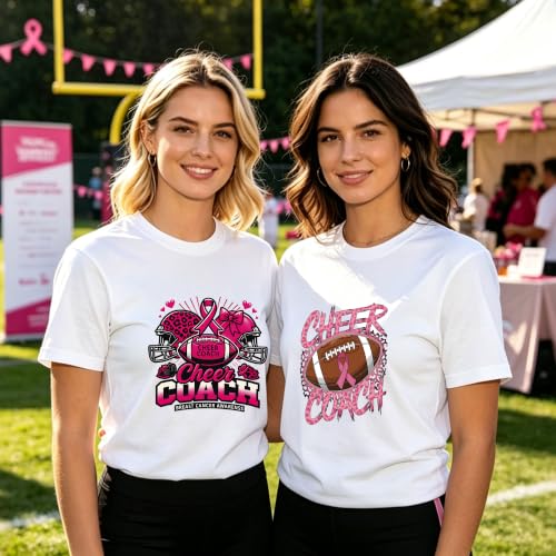 20 Pcs Breast Cancer Awareness Iron on Transfers for T-Shirts Pink Football - color: Pink Football