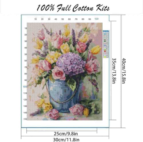 DYAIANGMU Flower Stamped Cross Stitch Kit for Adults 15.7x11.8 inches - color: Y035