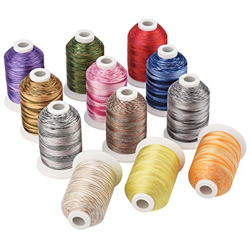 Simthreads 12 Variegated Colors Embroidery Machine Thread 1100 Yards Each for Janome Brother Pfaff Babylock Singer Bernina Husqvaran and Most Sewing Embroidery Machines - color: 12Va-3