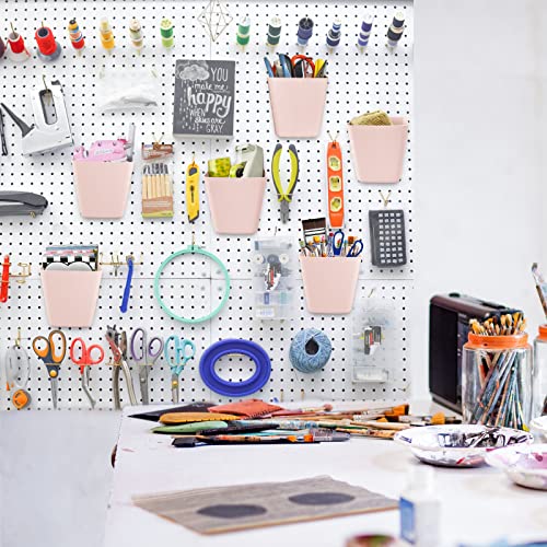 Large Pegboard Cups, 6Pack Peg Board Square Storage Bins With Hooks (Pink) - color: Pink