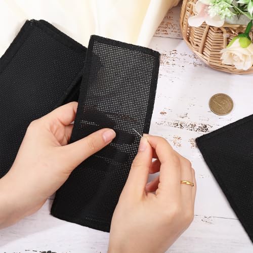 GLOBLELAND 18Pcs 14 Count Rectangle Black Blank Cross Stitch Bookmark 7.44x3.15inch Cotton Aida Cloth Bookmarks for DIY Cross Stitch Making