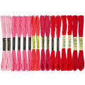 16 Skeins 131 Yards Multicolor Embroidery Thread Set 6 Ply 1.2mm Cotton Cross Stitch Embroidery Floss Friendship Bracelet String for Bracelet Making Knitting Stitching Sewing Crafts (Red) - color: Red