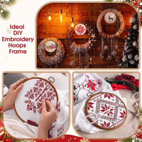 Burbell 15 Pcs Embroidery Hoops Round Wood Frame Cross Stitch,6 Inch - size: 6 Inch