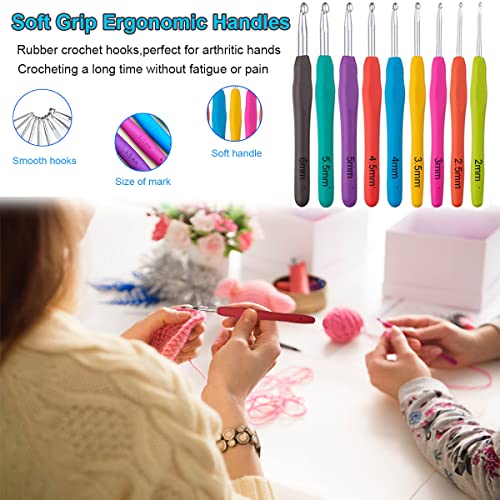 Weabetfu 102pcs Crochet Hooks Set Crochet Hook Kit with Case Ergonomic Crochet Needles for Arthritic Hands and Crochet Accessories Complete Crochet Set for Beginners & Experieced Lovers - color: Blue