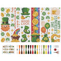BEUNITONE 6 Pcs Bookmarks Cross Stitch Kits for Adults Beginner St. Patrick's Day Themed Stitch Bookmark Cross Stitch Kits for Beginners Good Luck Embroidery Kits Bookmark Kit for Book Lover 8''x2.4'' - style: St. Patrick's