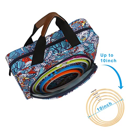 Multifunctional Embroidery Supplies Storage Tote Bag, Large-Capacity Embroidery Project Storage Bag - color: Vector Flower Square