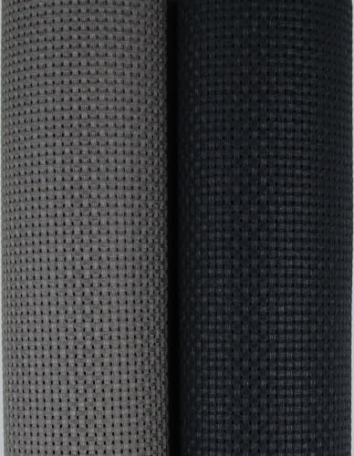 KCS 2 pc of 15" x 18"(38cmx45cm) Counted Cross Stitch Cotton Aida Cloth Needlework Fabric Box (Dark Grey+Black, 11CT) - color: Dark Grey+black, size: 11CT