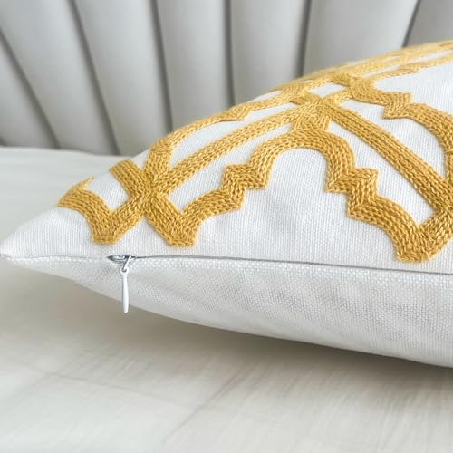 Slow Cow Embroidered Throw Pillow Cover 18 x 18 Inch Yellow - color: Yellow Cross, size: 18" x 18" (Pack of 1)
