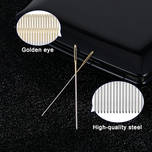 Cross Stitch Needles Size 26 Gauge Embroidery Hand Needles Sewing Needles, 100PCS Cross Stitch Needles + 2 Needle Threader in Transparent Box Large Eye Sewing Needles for Cross Stitching Supplies