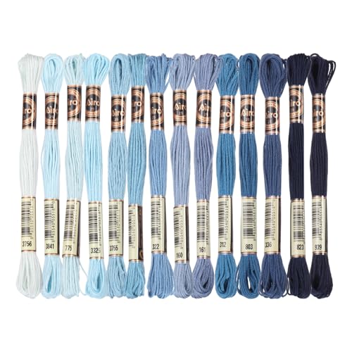 PATIKIL 14 Skeins Embroidery Floss Polyester Multicolored Blue - color: Multicolored Blue