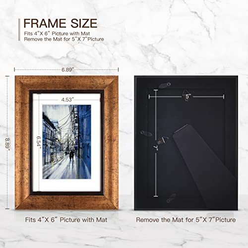 XUANLUO 5x7 Picture Frames Set of 4,Rustic Retro Photo Frame(Gold) - color: Gold-4pcs, size: 5 x 7 inch