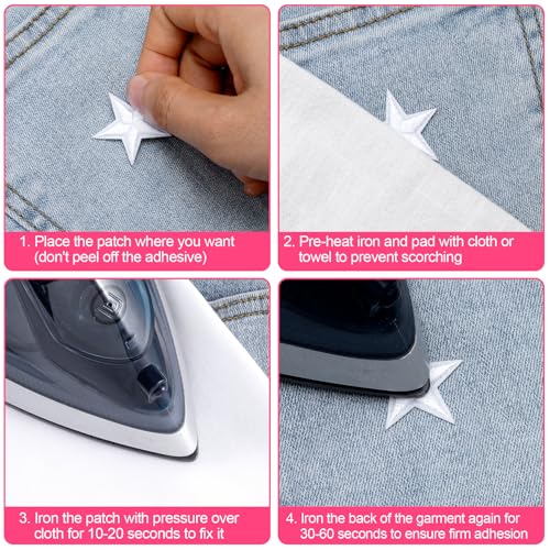 PAGOW 60 Pcs Star Iron on Patch, 1 Inch Sew on Star Embroidered Patches - color: 60 White