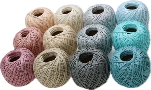 KCS Mercerized Pearl Cotton Thread Size 8 Crochet Needlework Embroidery Threads Ball (12, 12balls11) - color: 12balls11