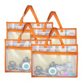 4 Pcs Portable Project Bags for Quilting Knitting, Stitching and Embroidery Projects Storage, Sew Project Bag with Zipper and Double Pockets, Transparent Mesh Sewing Project Bag for Crafter - size: 4 Pack