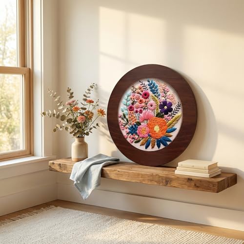 RattanView 12 Pcs Wood Embroidery Hoop Frame for Display 6 Inch - color: Walnut, size: 6 inch