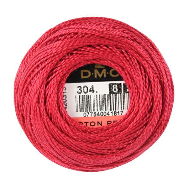 DMC 116 8-304 Pearl Cotton Thread Balls, Medium Red, Size 8