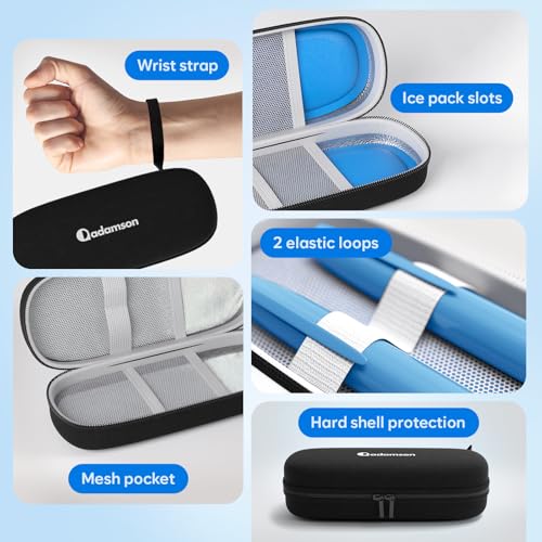 Adamson Insulin Cooler Case with 2 Ice Packs – Insulin Travel Case for Insulin Pens & Temperature Sensitive Medication – Compact Diabetes Travel Cooler for Insulin Pens and Medical Supplies
